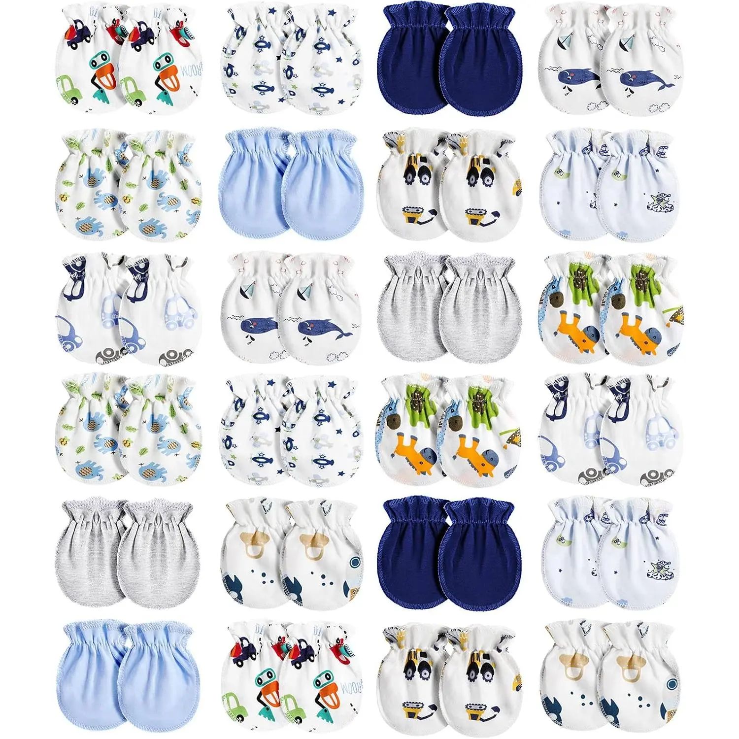 24 Pairs Newborn Baby Mittens No Scratch Mittens Soft Elastic Infant Baby Gloves  0-6 Months Boy Girl
