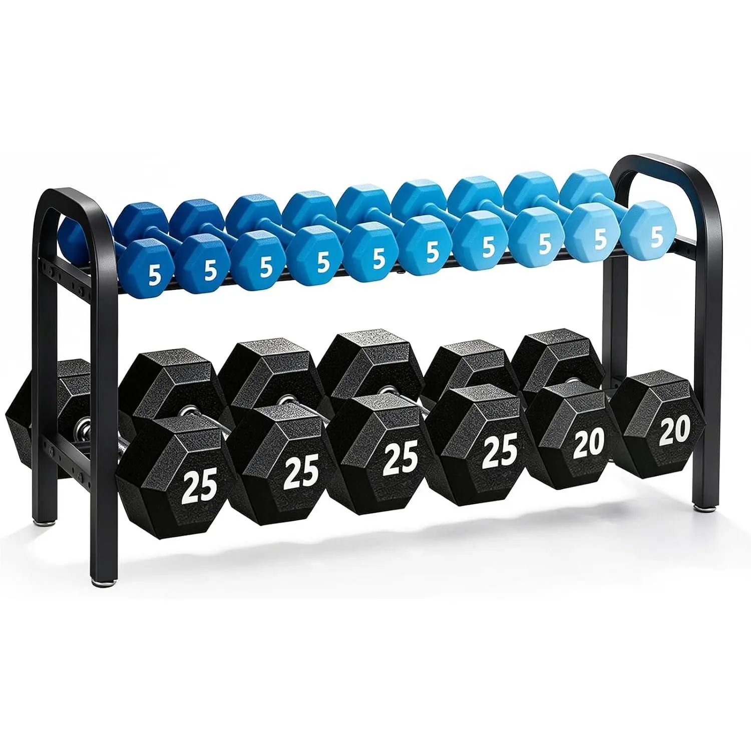 2 Tier Adjustable Dumbbell Rack Heavy Duty Carbon Steel Weight Storage Organizer for Home Gym Garage Gym Strength Training Equipment Black Yellow White