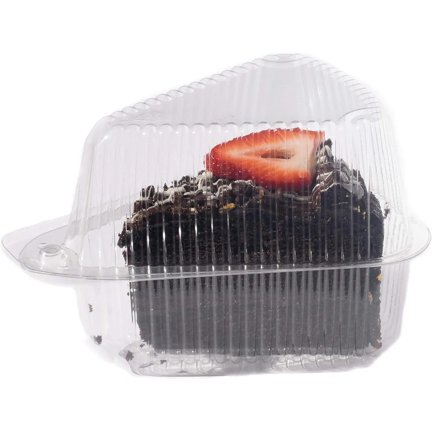 Hinged, Clear Single-Slice Pie/Cake/Cheesecake Container (High Dome Lid) - 20 Pieces