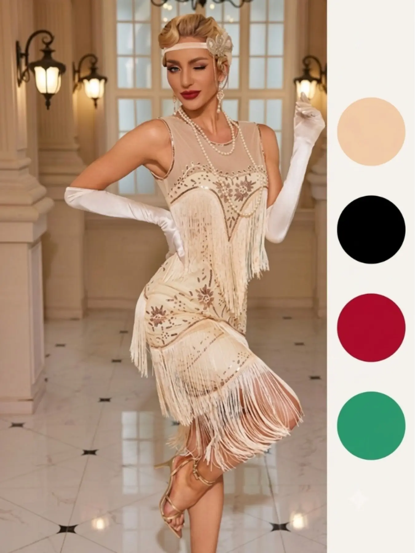 1920s Flapper Sequin Fringe Midi Dress – Great Gatsby Party Dress for Prom & Themed Events