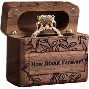 Ring Box, Wooden Ring Box for Wedding Ceremony Ring Bearer Box, Engagement Ring Holder Gift for Anniversaries Day, Birthday GiftGift.