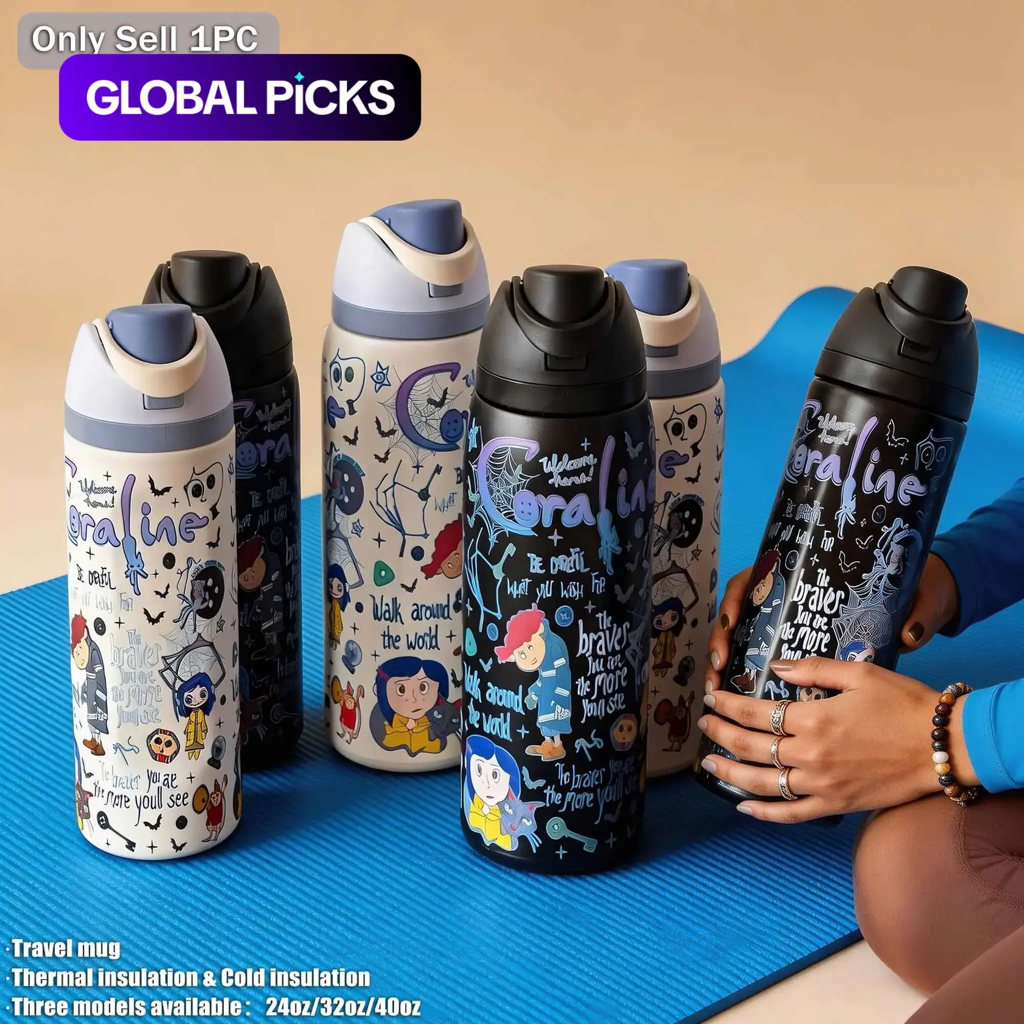 Stainless Steel Insulated Water Bottle, 24‑40 Oz Double‑Walled Bottle with Straw, Ideal for Sports, Travel & Office, Ideal for Gifting, Stainless Vacuum Flasks