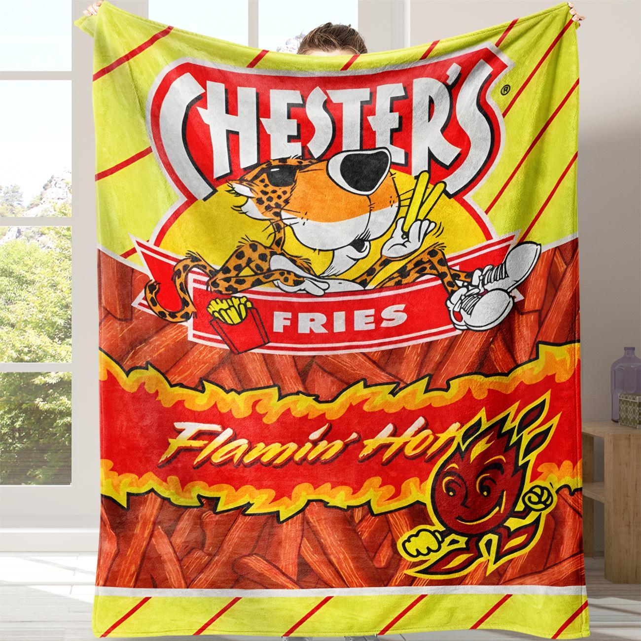 Corn Chips Pattern Flannel Plush Blankets, 1 Count Multifunctional Throw Blanket, Warm Nap Blanket for Home Office Travel Camping, Comfy Blankets