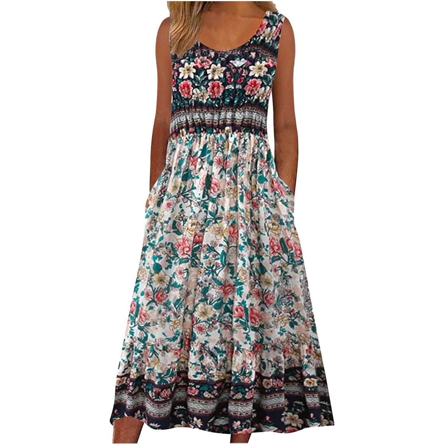 Europe and the United States 2026 spring and summer new print sleeveless pullover dress women casual plus-size dress