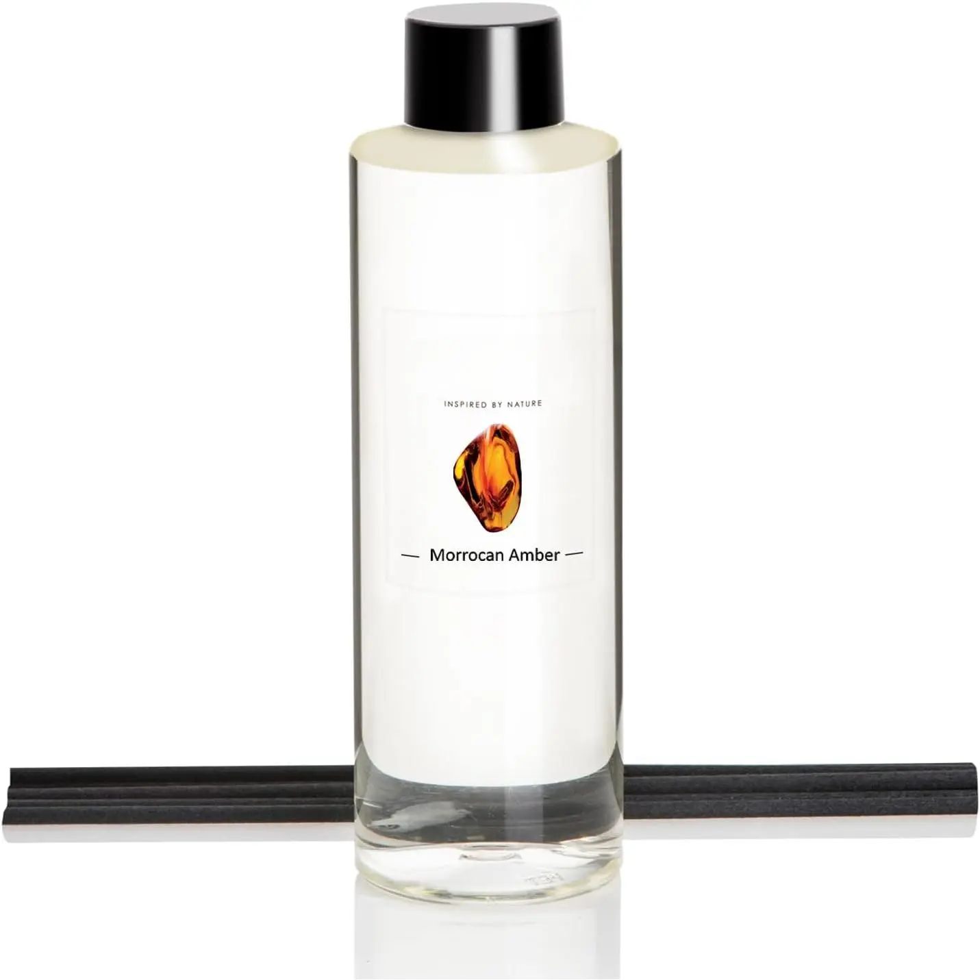 Morrocan Amber Scented Oil Diffuser Refill 6.76 fl oz Natural Essential Oil - Best for Home Bathroom Shelf Decor, 0% Alcohol, Unique Blend to Promote Sleep & Relieve Stress