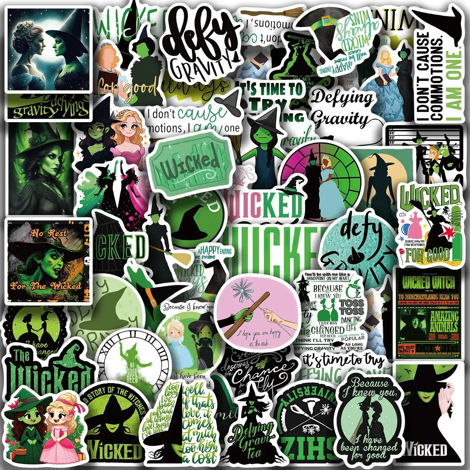 50PCS Wicked Gothic PVC Stickers for Scrapbooking Decorating Cartoon DecalsIdeal for Laptops Bottles Phones and More