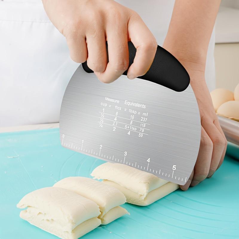 1pc, Dough Scraper, Stainless Steel Cutter, Food Scraper, Pastry Dividing Tool, Western Pastry Bread Dividing Board, Baking Tool, Kitchen Gadget