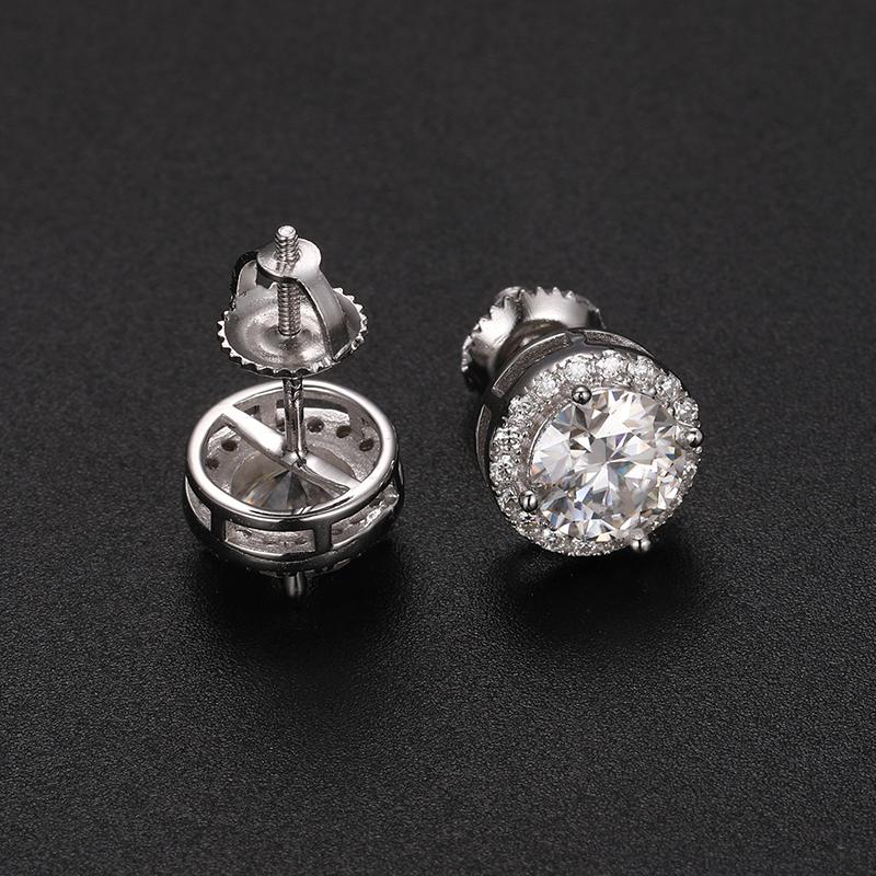 【E75 Live2】UCCIYO 925 Sterling Silver Synthetic Moissanite Stud Earrings For Women Men Unisex Fashion Simple Style Jewelry Daily Wedding Anniversary Birthday E75