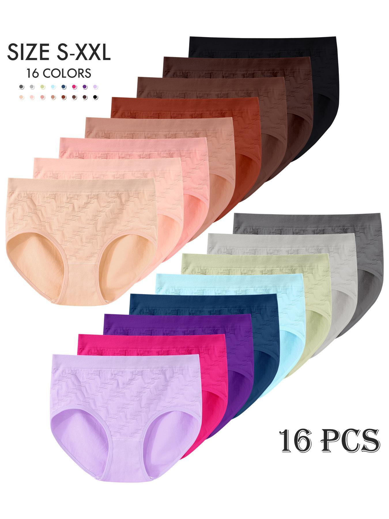 Women's Seamless Cotton Briefs, Breathable Mid-Waist Cheeky Underwear Panties, Casual Plain Design, Available in Packs of 4/6/12/16 Pieces Women's Seamless Cotton Briefs, Breathable Mid-Waist Cheeky Underwear Panties, Casual Plain Design, Available in Packs of 4/6/12/16 Pieces