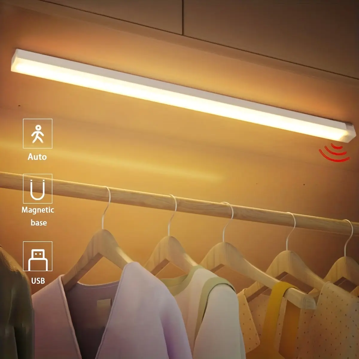 Detachable LED Cabinet Light with Motion Sensor, USB Rechargeable Magnetic Night Lamp, Perfect for Home Decor, Indoor Lighting, Bedroom, Kitchen, Hallway, Party, Bedroom Led Lights