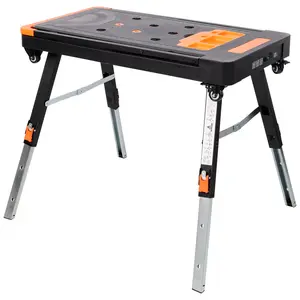 8-in-1 multifunctional folding workbench, a must-have mobile workbench for garages, equipped with American standard sockets, adjustable height, and flexible switching between eight modes of handcart/lying board/climbing, folding and storage saves space