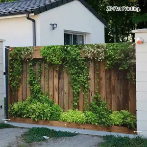 Hedgerow Wooden Fence Garage Door Banner, Easy Installation, Polyester Fiber Material, Ideal for Decorative Fences, Patios, Garden Parties
