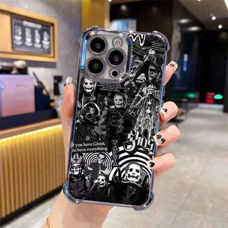 Ghost Band Protective Cellphone Case - Skeletour World Tour 2025 Band Spirit Fan Gift, Accessory for iPhone 17,16,15,14,13,12,11 & Handheld Devices, Silver-QXA315M73512 Mobile Phone Cover, Accessories, Smartphone
