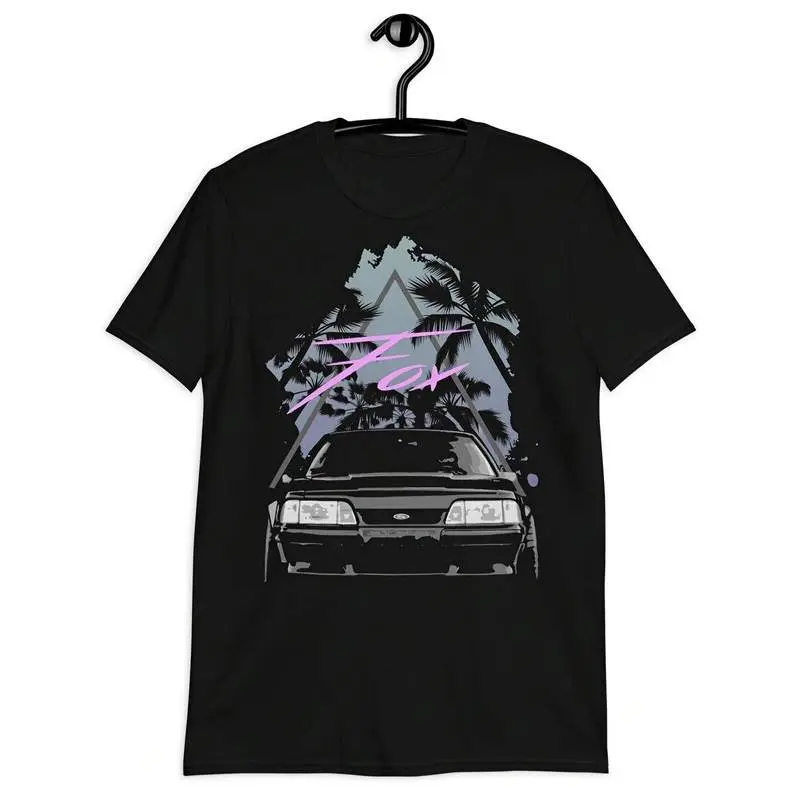 Widebody Fox Body Mustang Retro Miami Palms Short-Sleeve Unisex T-Shirt
