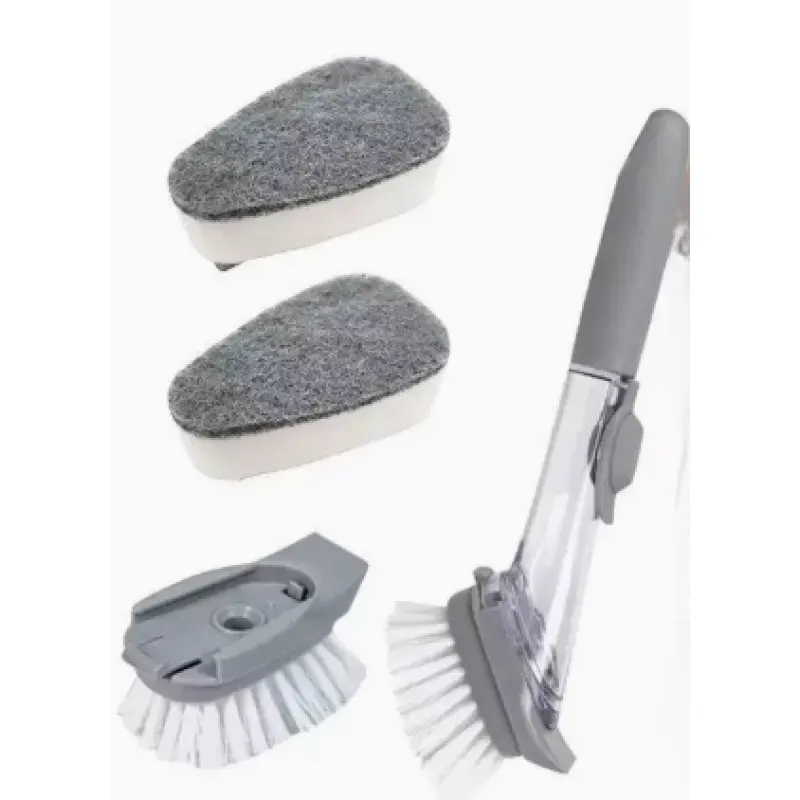 Dish Brush with Soap Dispenser, Heavy Duty Dishwand Kit, Includes 1 Wand & 2 Dish Brush Refill Heads