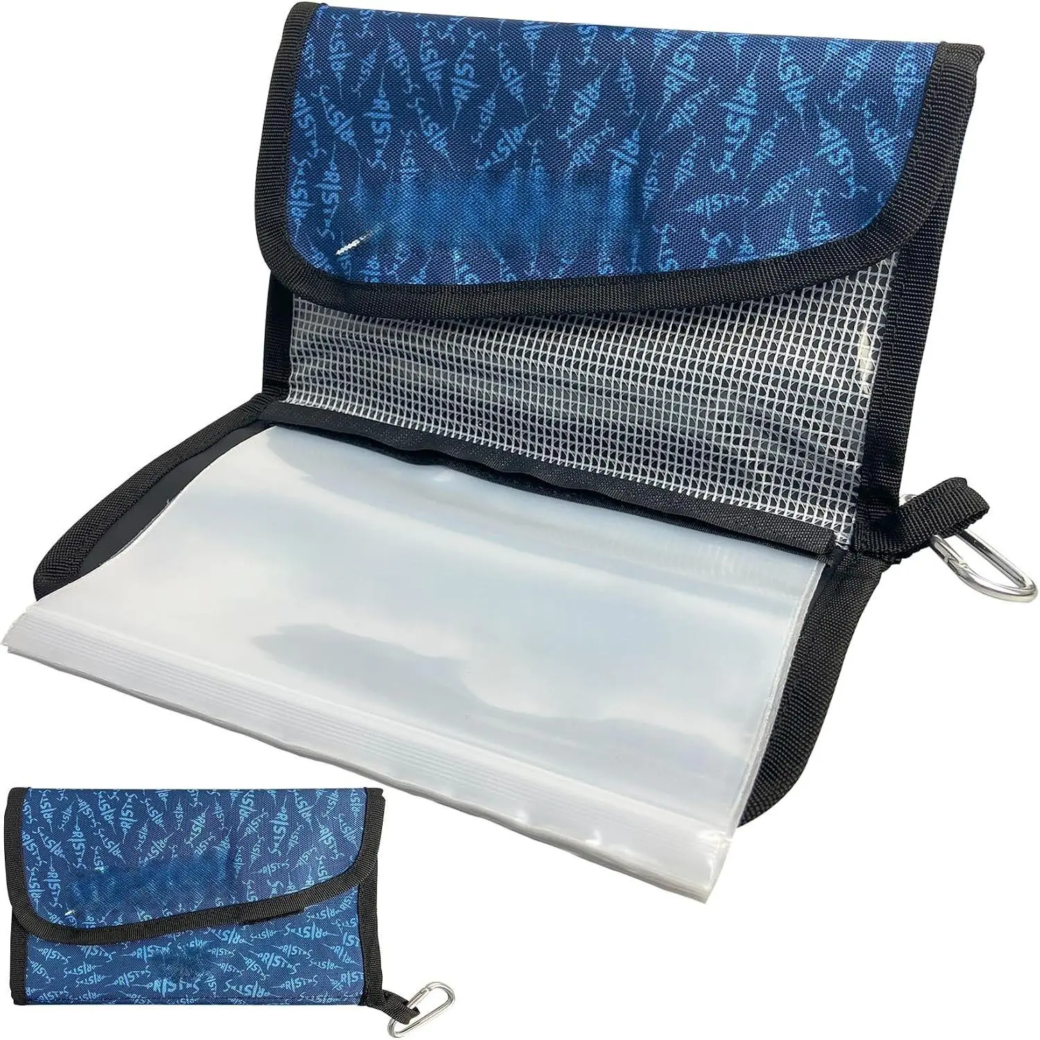 Fishing Soft Lure Storage Binder Bag, Plastic  Organizer Wallet Case with 6 Transparent Pocket Sleeves for Worm Rigs Lines, Durable Tackle Accessory for Saltwater Freshwater