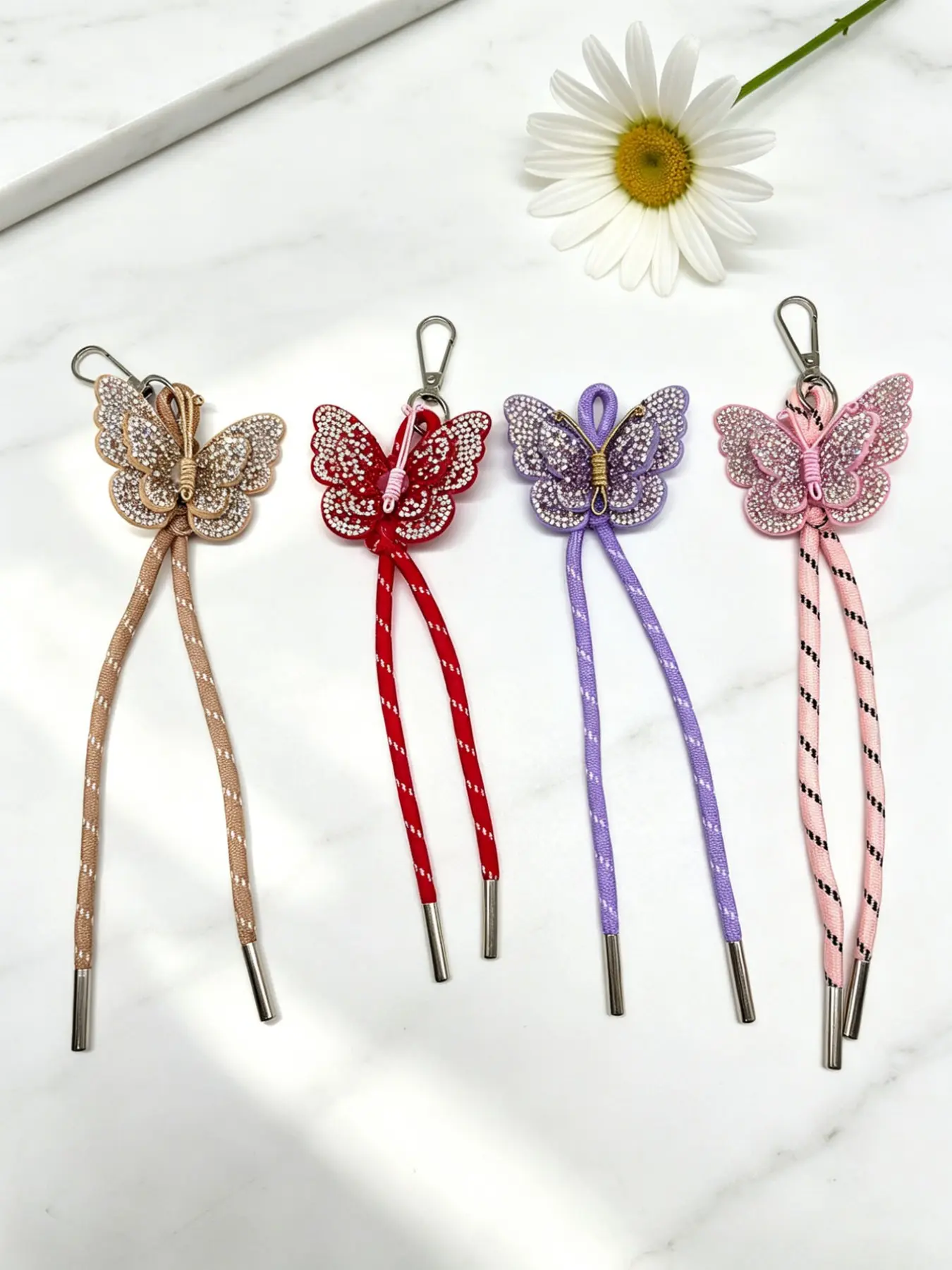 Multicolor Handmade Beaded Hibiscus Pendant, Sparkly Bauhinia Bag Charm, Beach Vacation Style Teen Backpack Decoration
