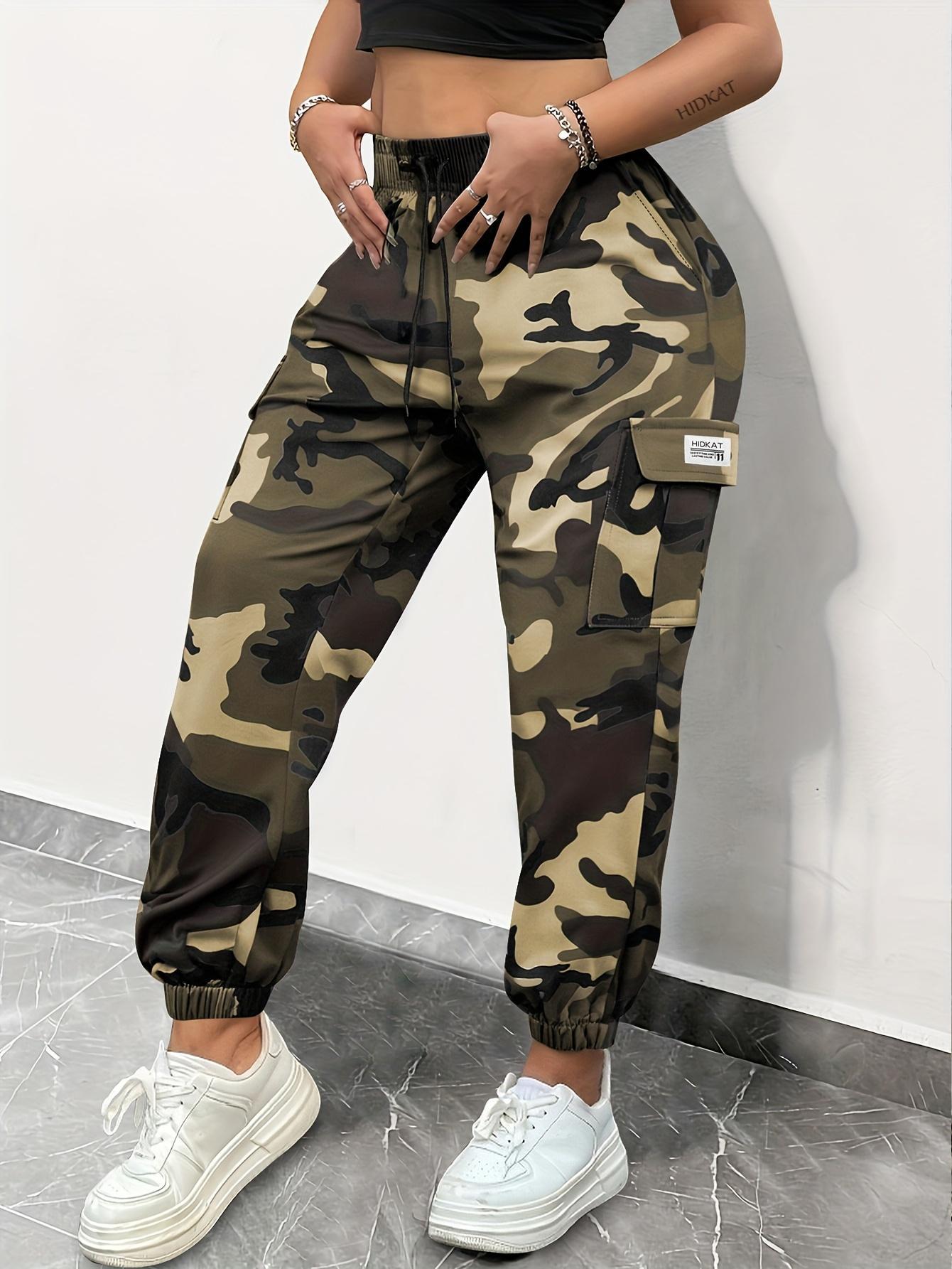 Trendy Camo Jogger-Style Cargo Pants for Women, Comfortable Loose Fit with Drawstring Waist, Durable All-Season Design Ideal for Everyday & Outdoor Wear