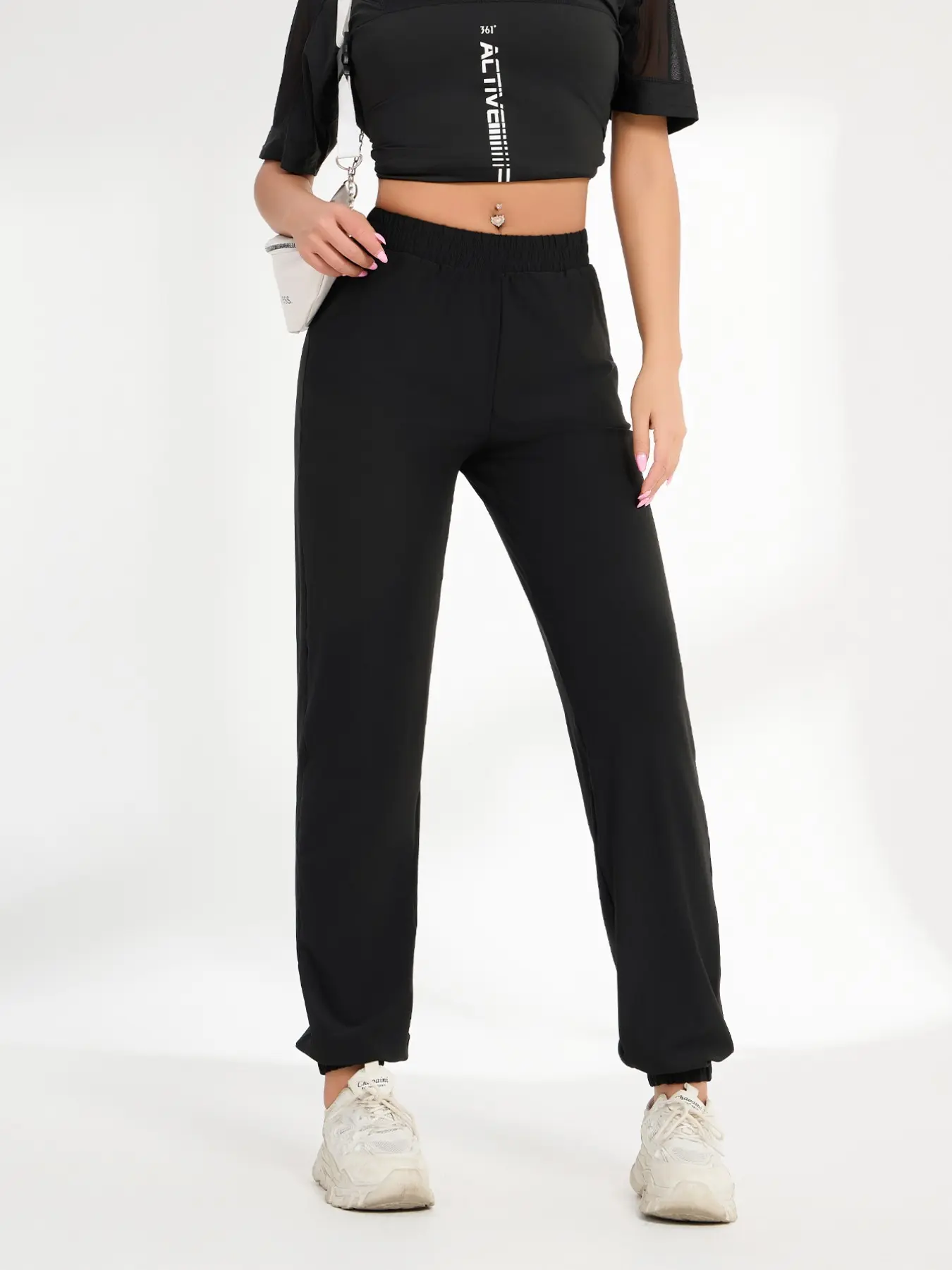 Women's Cuffed Sporty Sweatpants, Loose Fit Slimming Straight Leg Casual Fitness Running Pants, Versatile Long Trousers