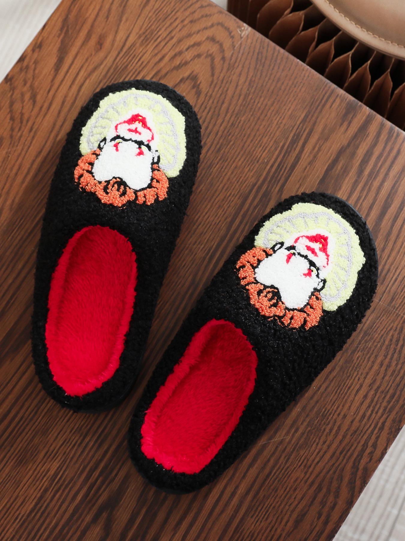 Horror Clown Embroidered Plush Slippers, Soft Comfortable Home Shoes for Men & Women, Perfect Halloween Gift, All Seasons Wear