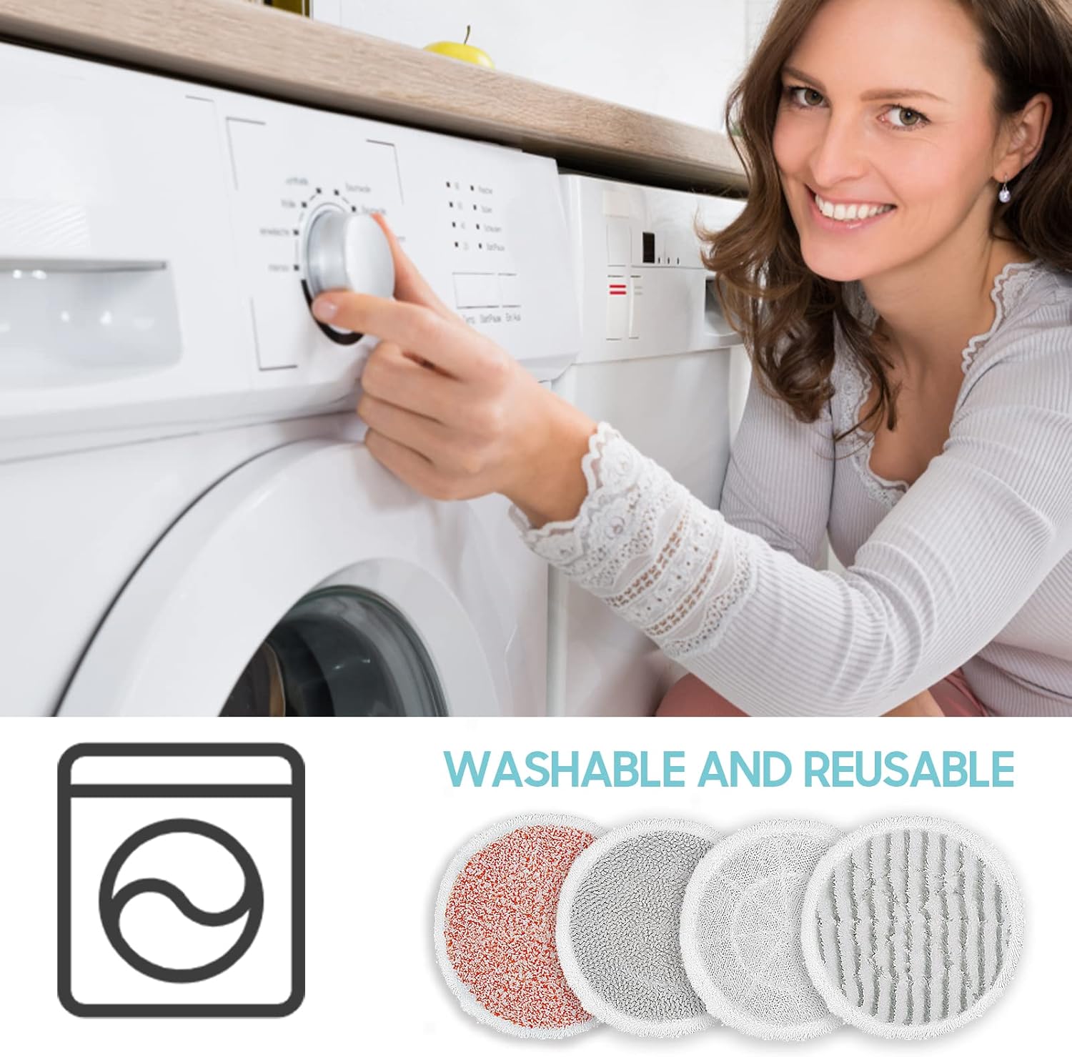 4 Pack Replacement Steam Mop Pads for Shark S8201 S7001 S8001 S7201 S7000AMZ S7000 S7005 S7020 S7001C Steam Mop, Steam & Scrub All-in-One Scrubbing and Sanitizing, Dirt Grip Scrub Washable Pad