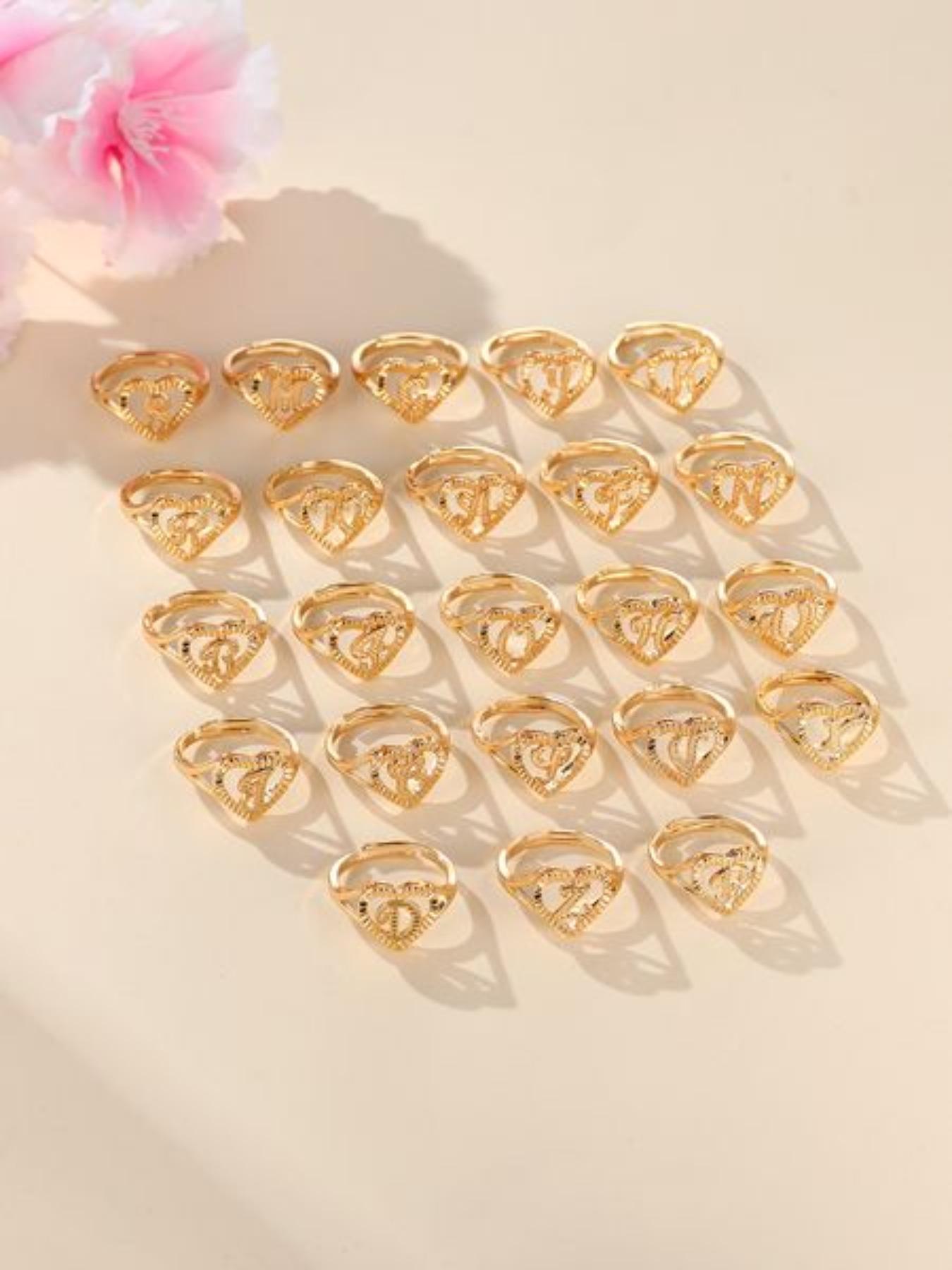 Fashion Heart Shaped Hollow Out Letter Design Cuff Ring, Texture Metal Decor Ring, Fashion Accessories For Women & Girls