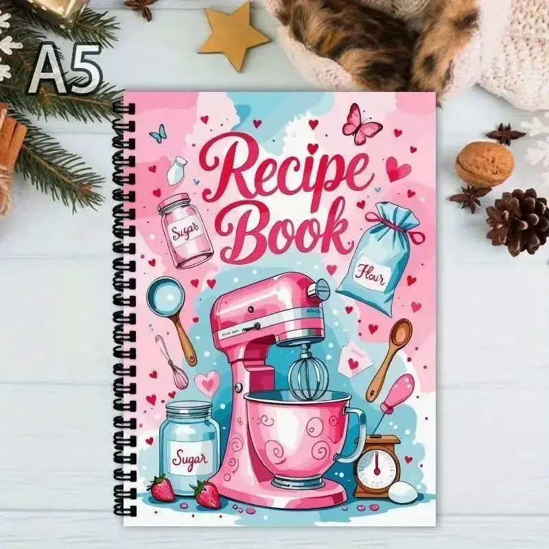 A5 Baking Recipe Notebook, Home Cake Cookie Dessert Recipes Handwritten Blank Journal, Ideal for Cooking Enthusiasts, Perfect Gift Idea