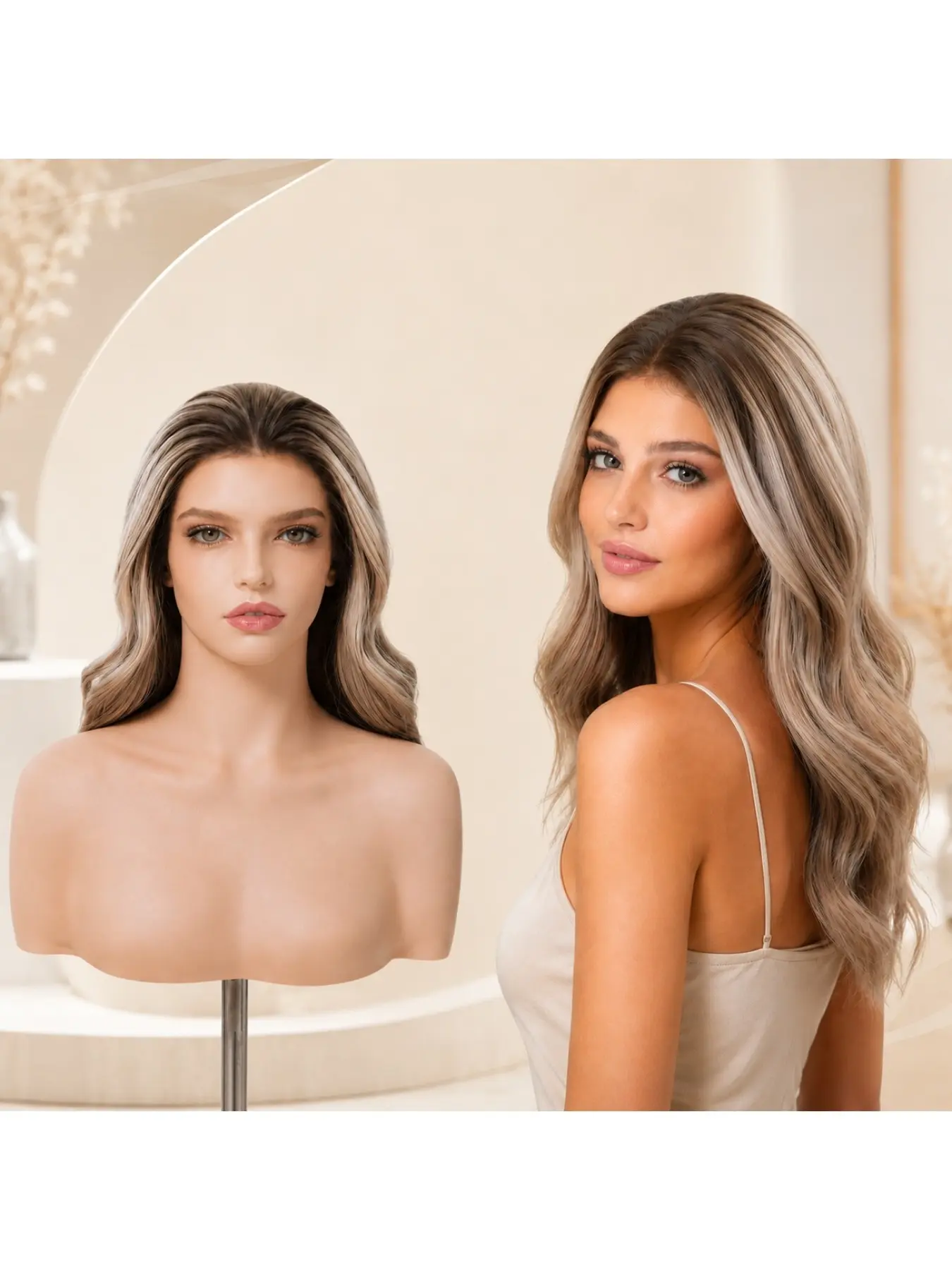 13x4 HD Transparent Lace Body Wave Wig, 160% High Density Heat Resistant Synthetic Fiber, Natural Hairline, Soft Lightweight Daily Wear