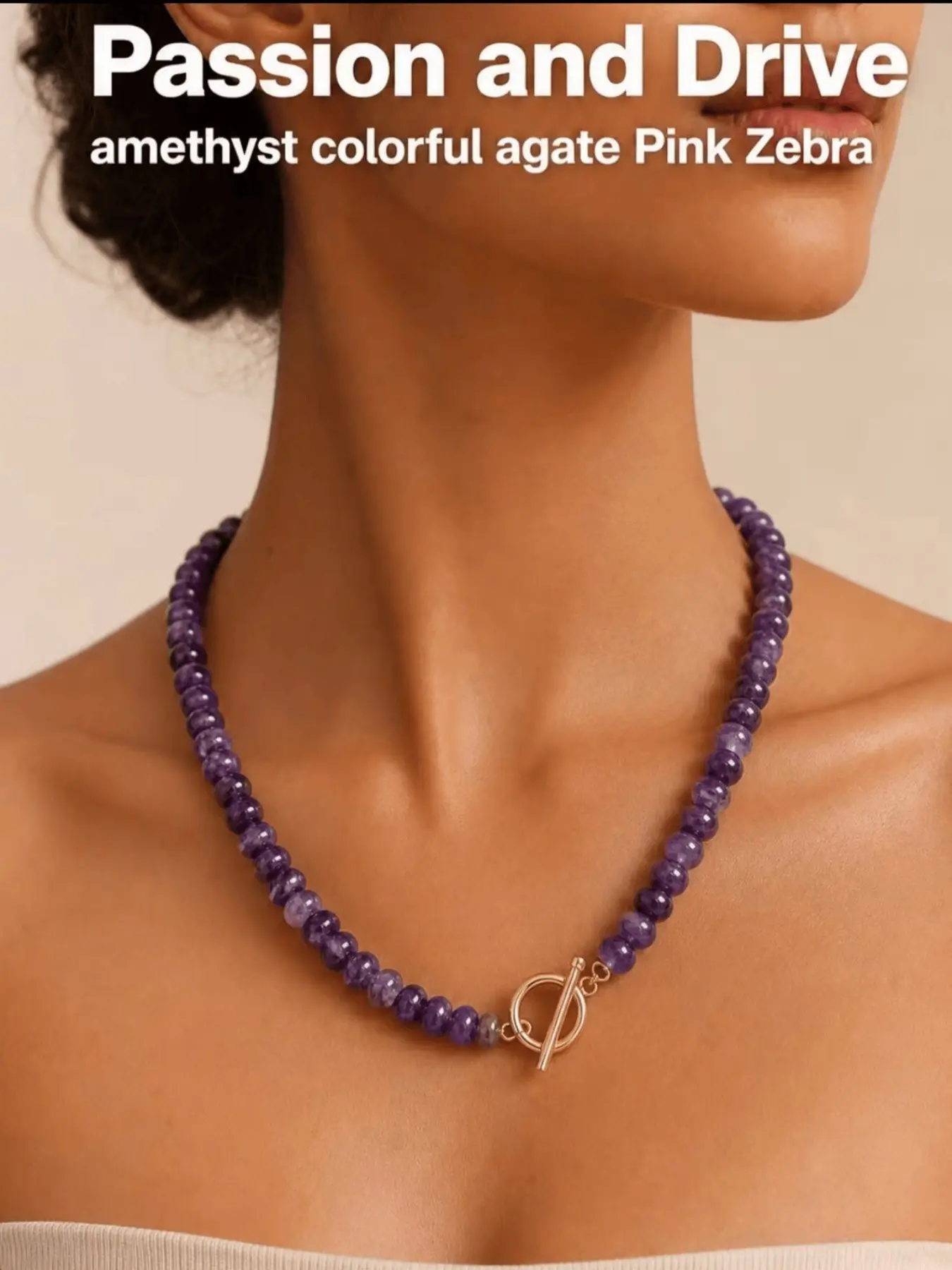Passionate Energy Multi-Colored Agate Amethyst Zebra Abacus Bead Necklace, Dopamine Crystal Pendant, Unique Jewelry Gift