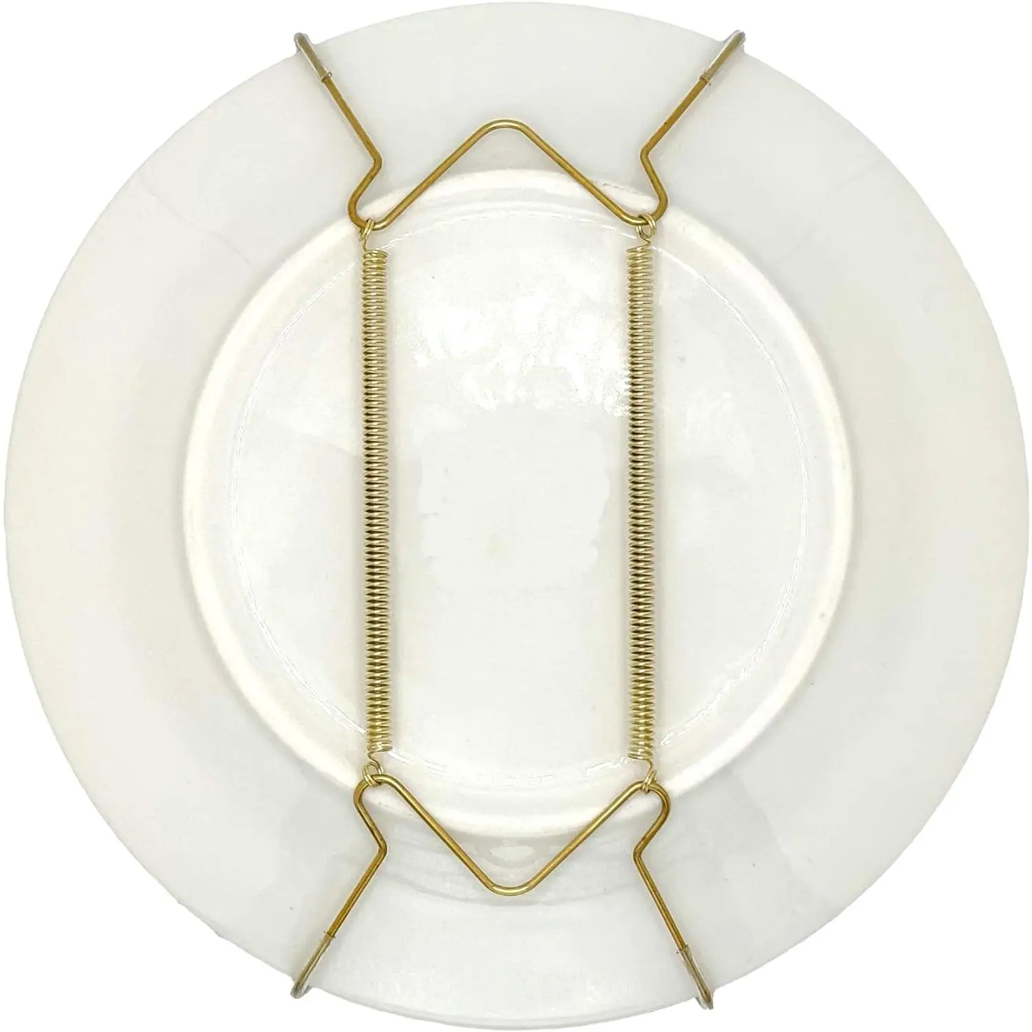 Plate Hanger for Wall and Mounting Hardware - Fits Decorative Plates and Platters - Heavy Duty Polished Brass - Non Scratch Hooks - Includes Wall Mount Kit (5" - 8")