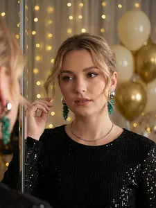 Wear It 2 Ways! Detachable Cat’s Eye & Emerald Green Grape Earrings | Hypoallergenic 925 Silver Posts | Premium Silver-Plated Copper | Statement Jewelry for Dates, Parties & Gifts