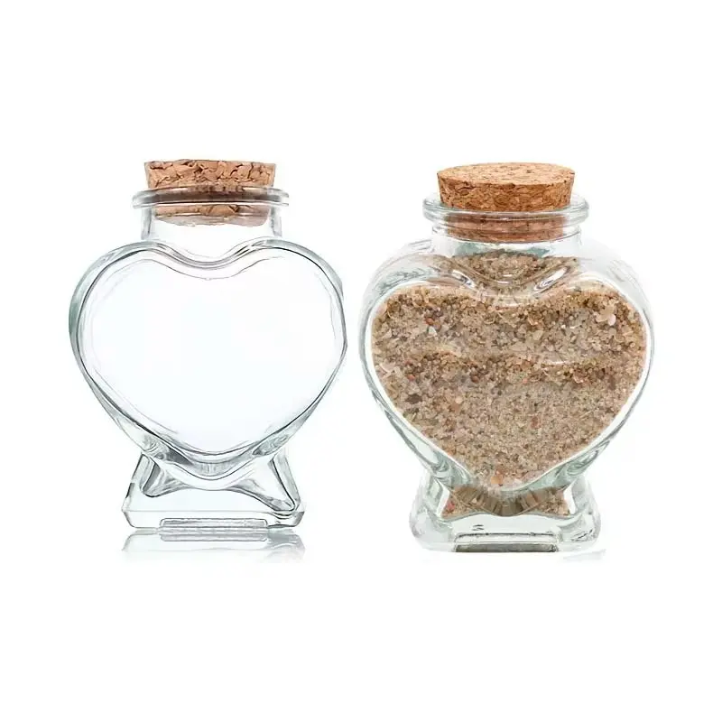 Heart Shaped Glass Bottle Clear Glass Jar Decorative Glass Jars with Cork Mini Drifting Bottle for DIY Wishing Drifting Message Bottle Crafts