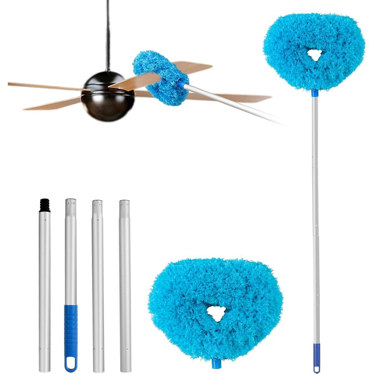 Ceiling Fan Cleaner Duster with Extension Pole, 1 Set Dust Removal Brush, Removable and Washable Microfiber Ceiling and Fan Duster, Cleaning Supplies, Home Care Supplies