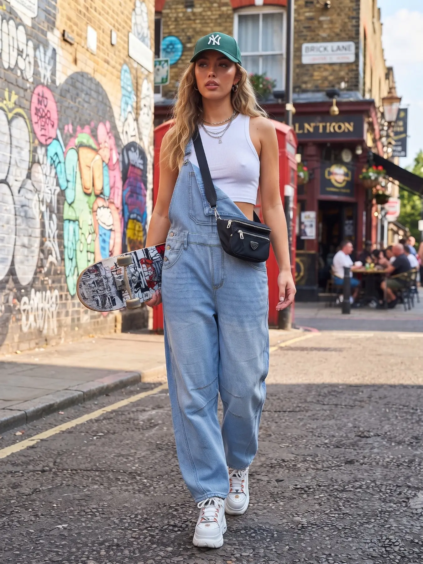 Casual Loose Fit Denim Bib Pants, Adjustable Straps, Front Pocket Straight Leg Jeans, Comfortable and Stylish, Perfect for Daily Wear