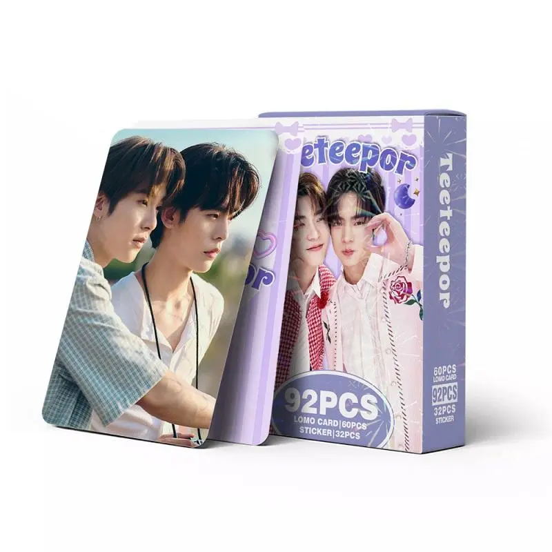 92Pcs Teeteepor Lomo Card Set 60Pcs Photocards 32Pcs Stickers Thai Star BL Couple Merch Fans Collection Gift