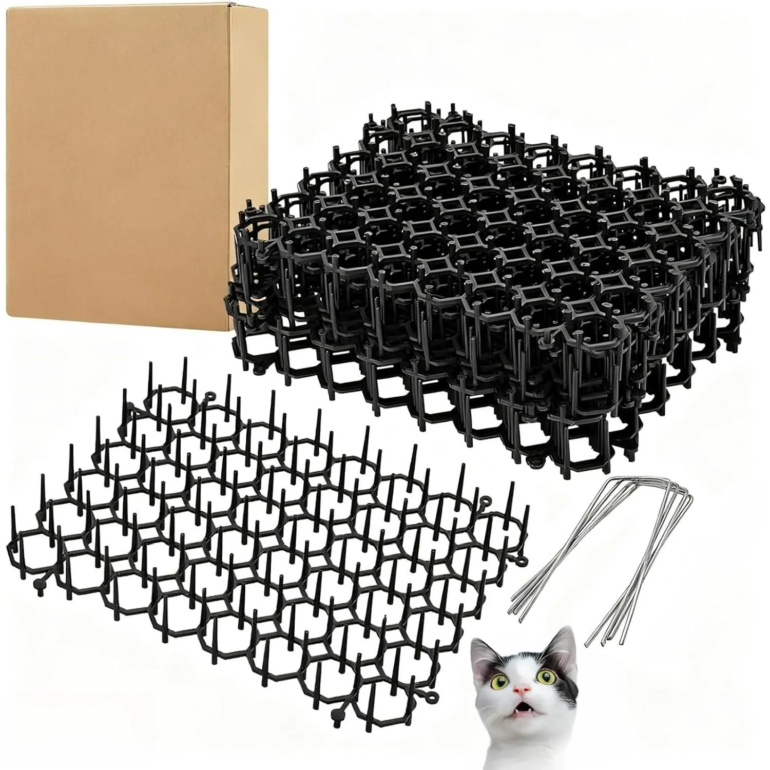 15 Pack Cat Deterrent Scat Mat with Spikes for Cats Dogs Small Animals Indoor Outdoor Total 5 Square Feet