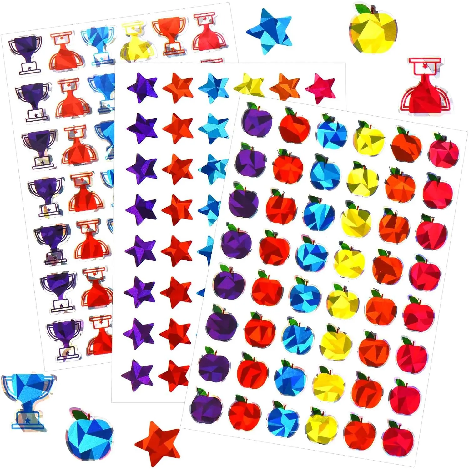 1380 count  Stickers for   Holographic Rainbow  Stickers Small Sparkly Behavior  Stickers Glitter Foil Stickers School Classroom Student Teacher Supplies DIY Decoration