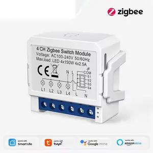 Tuya ZigBee Smart Light Switch No Neutral Relay Module 1/2/3 Gang Smart Life/Tuya App Control,Work with Alexa Google Home