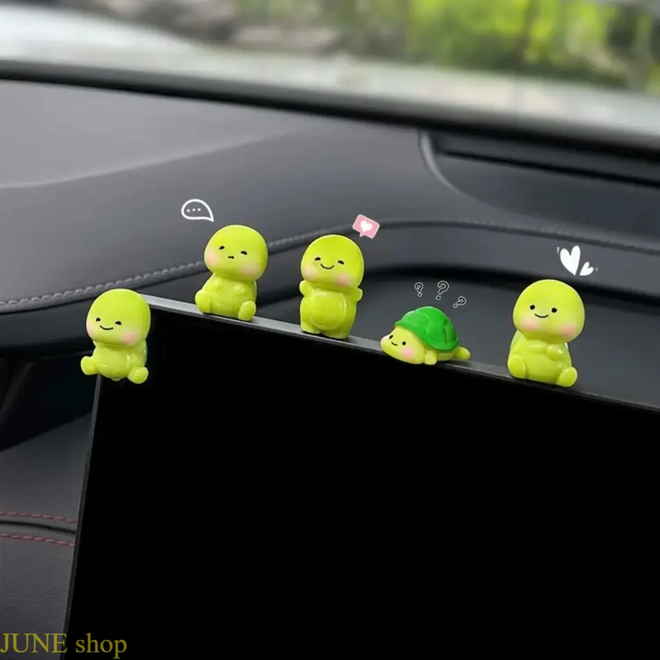 5Pcs Cute Mini Turtle Car Dashboard Ornaments, Adorable Cartoon Vehicle Interior Figurines, Stress Relief Decor For Auto Center Console, Electric Vehicle Interior Accessory To Enrich Driving Ambience