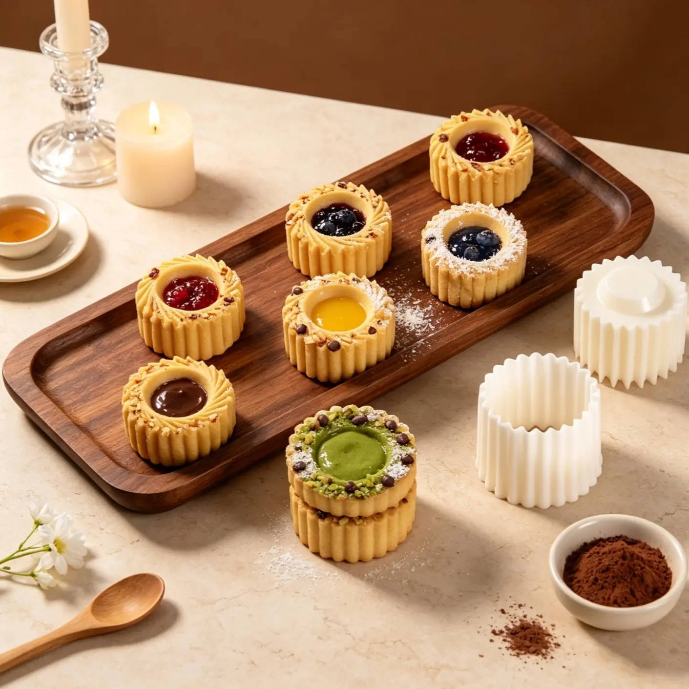 Sunflower-Patterned Round Hand-Press Mooncake Mold, French-Style Lace Pastry Mold, Food-Grade, Easy to Release, Reusable, Home-Use Ice-Skin Mung Bean Cake Embossing Mold, DIY Cookie and Pineapple Pastry Baking Tool, Multi-Piece Set