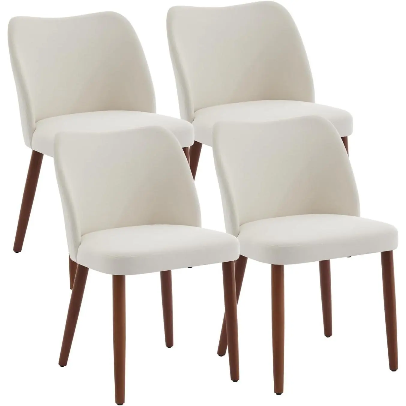Garvee Set of 4/6 Modern Dining Chairs, Linen Fabric Kitchen Chairs with Solid Wood Legs, Ergonomic Design Armchair, Thick Cushion for Dining Room