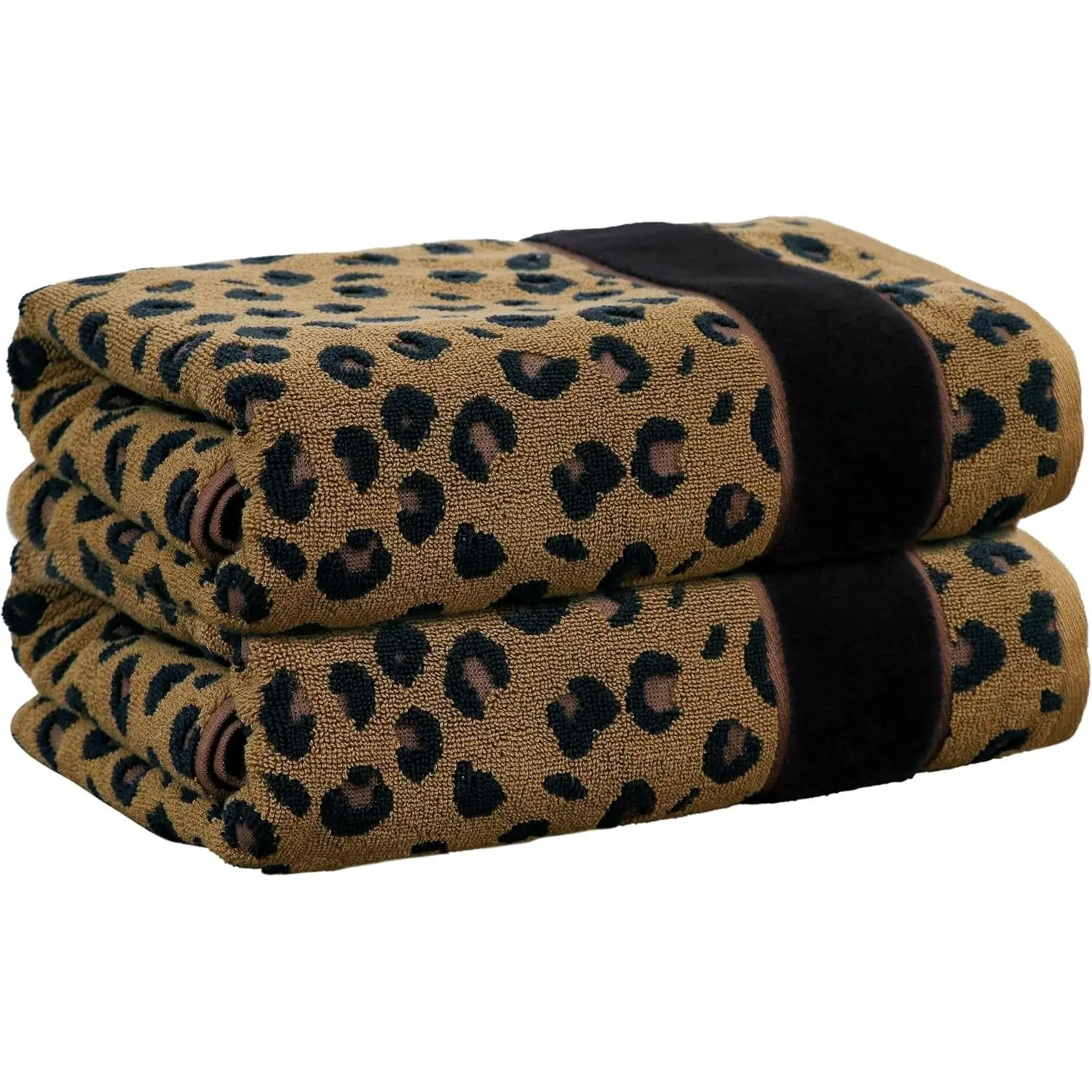 2 Pack Extra Large Oversized 35 x 84 Bath Sheet Leopard Animal Print 100% Cotton Jacquard Towel Soft Absorbent 500 GSM Luxury for Bathroom Shower Spa
