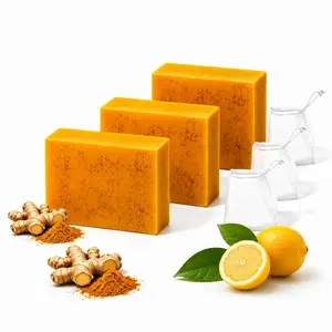 3pcs Lemon Turmeric  Kojic Acid Soap - Gentle Dark Spot Remover for Face Acne Cleanser Cream Cleansing turmeric soap Face Facial Skincare Radiant Comfort