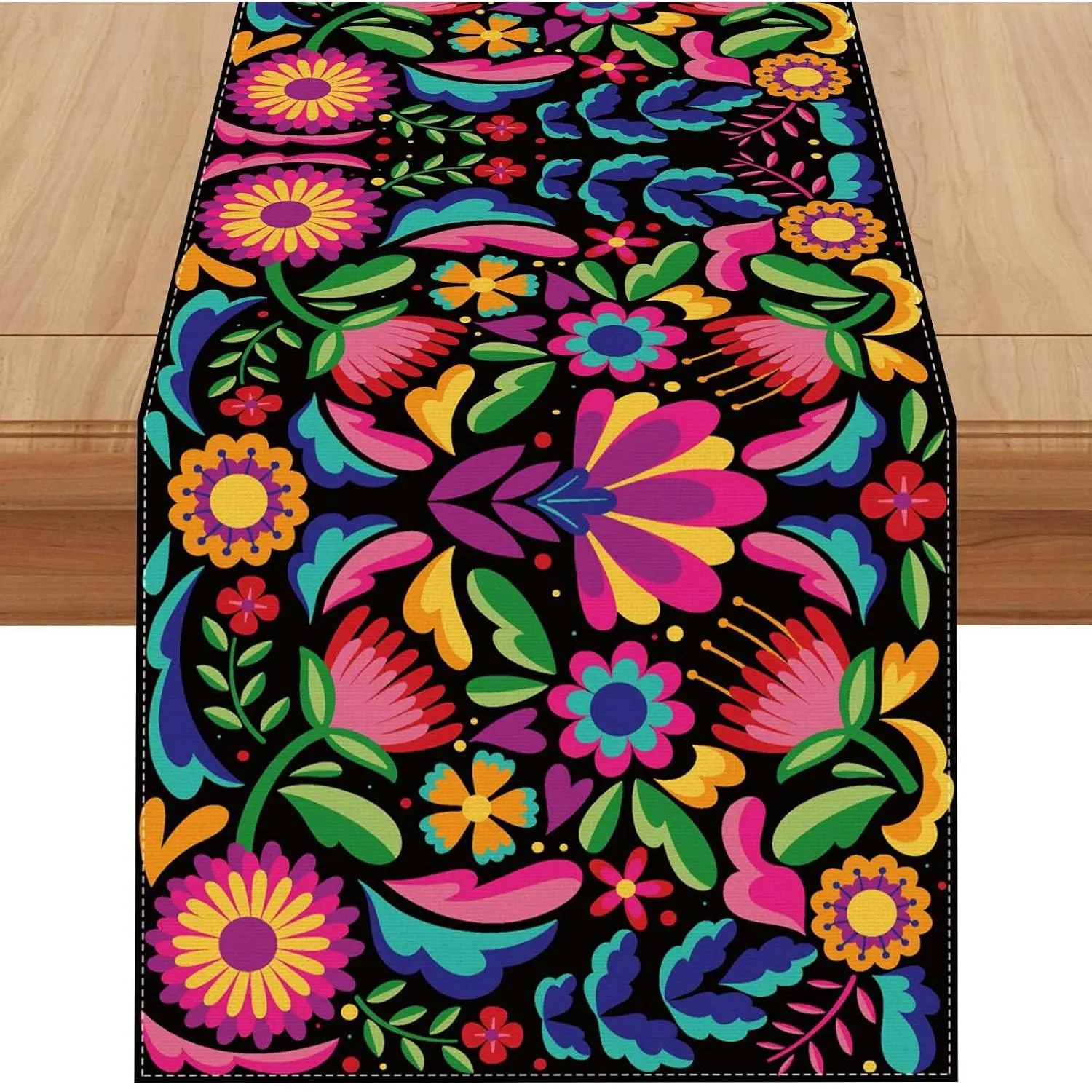 Mexican Fiesta Table Runner Cinco De Mayo Tablecloth Dia De Los Muertos Decor Day of The  Decorations and Supplies for  13x72 Inch
