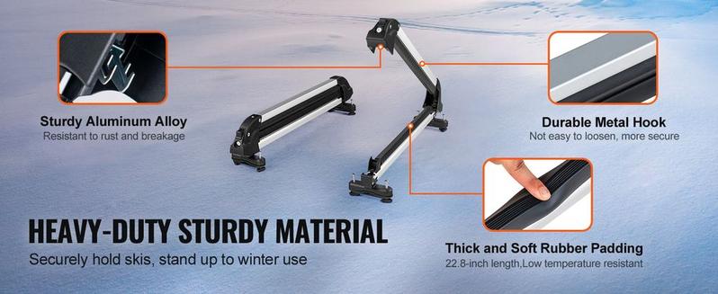 VEVOR Ski Snowboard Roof Rack 31.7" Universal Ski Rack for Car Roof with Lock