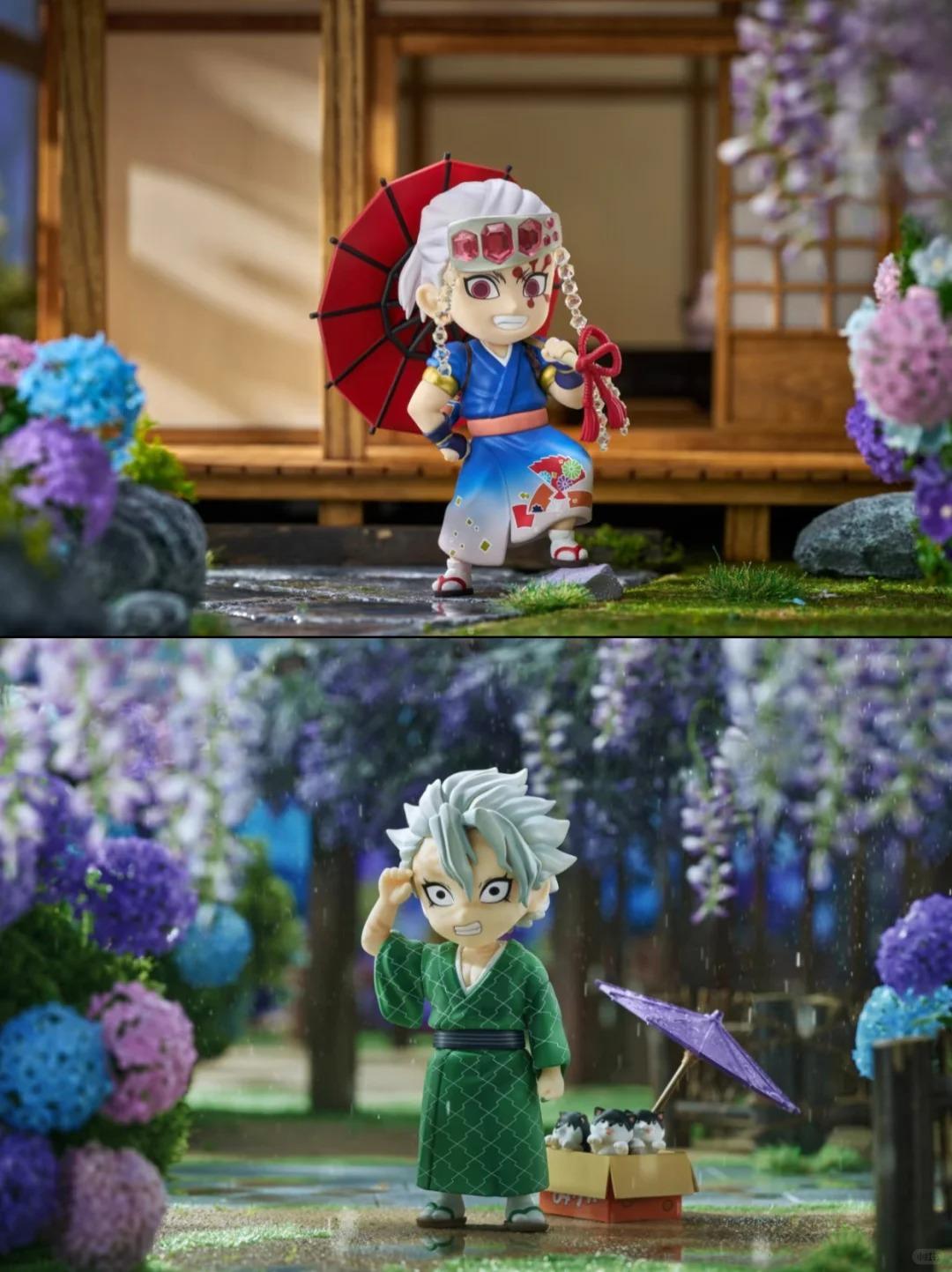 New Anime Figure Demon Slayer Figures Kimetsu No Yaiba Doll Plum Rain Series Blind Box Figurine Warrior Action Figure Model Toys