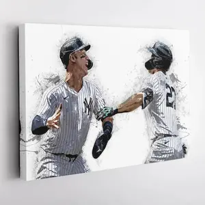 Giancarlo Stanton & Aaron Judge New York Yankees Canvas Print MLB Wall Art Framed Poster Baseball Decor Gift for Fans