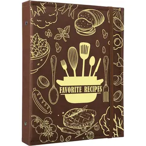 Blank Recipe Notebook with PU Leather Cover, Recipe Book to Write in Your Own Recipes, 8.5" x 11" Removable Recipe Journal Book Binder with with 6 Dividers and Hold 160 Recipes