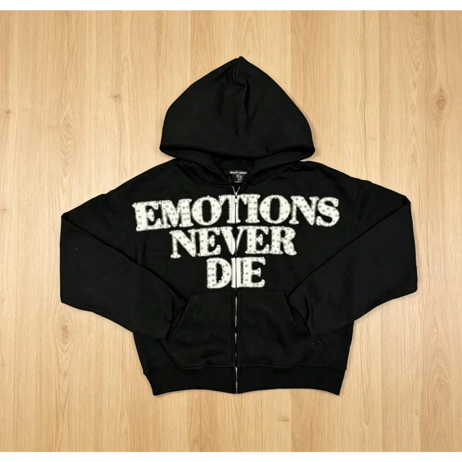 MIXED EMOTION Streetwear Black 'End' Rhinestone Hoodie Fall Fashion Oversized Hip Hop Sweatshirt  Urban Fashion Streetwear  Cool Graphic Hoodies Men  Street Style Pullover Men's Fashion Trends