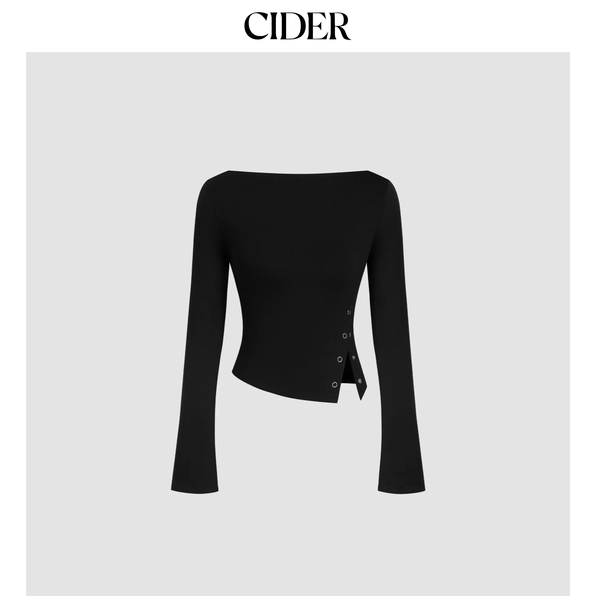 Cider [2 colors, size 2-10] Boat Neck Solid Button Long Sleeve Crop Top SummerFinds